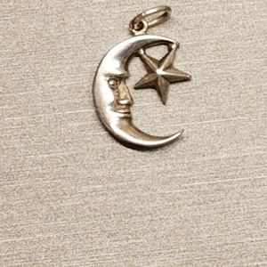 S. Silver Crescent Moon and Star Charm